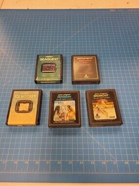 Atari 2600 Game Lot Seaquest Ice Hockey Slot Racers Defender Breakout Cartridge